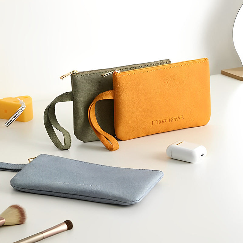 Portable Women Leather Travel Pouch