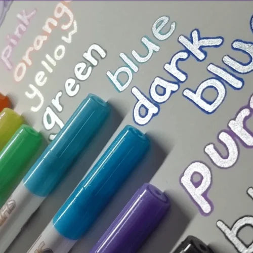 8 Colors Double Line Contour Pen Student Large Capacity Glisten Highlighters