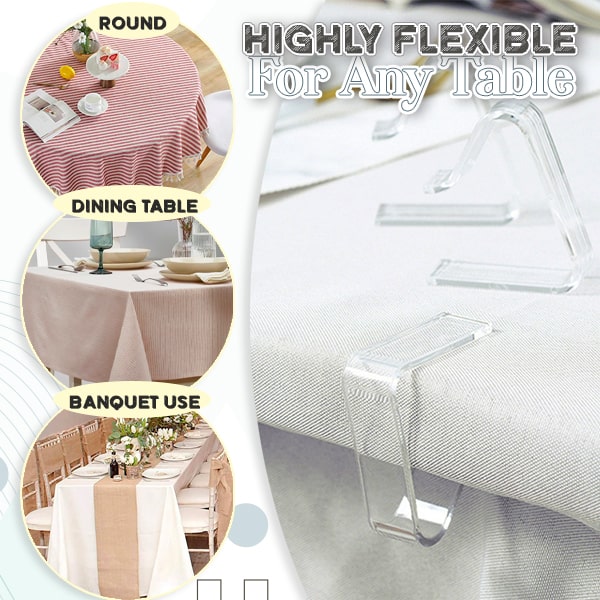 Easy-Fix Transparent Tablecloth Clips(4pcs)