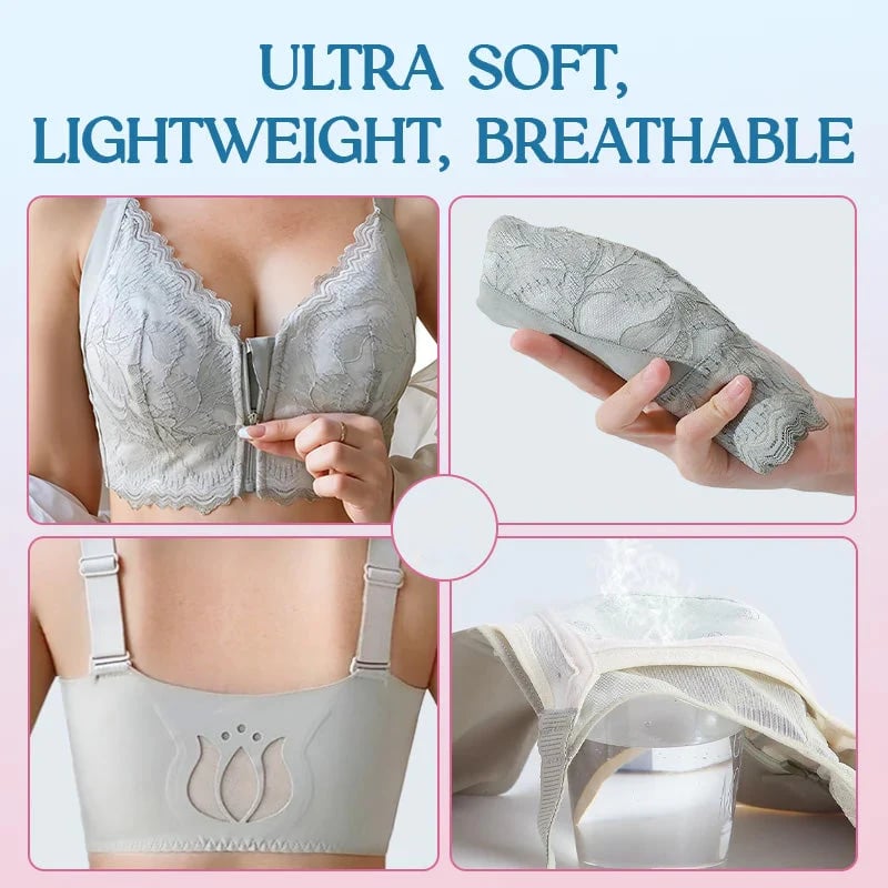 Women's Comfortable Front Closure Lace Posture Support Bra