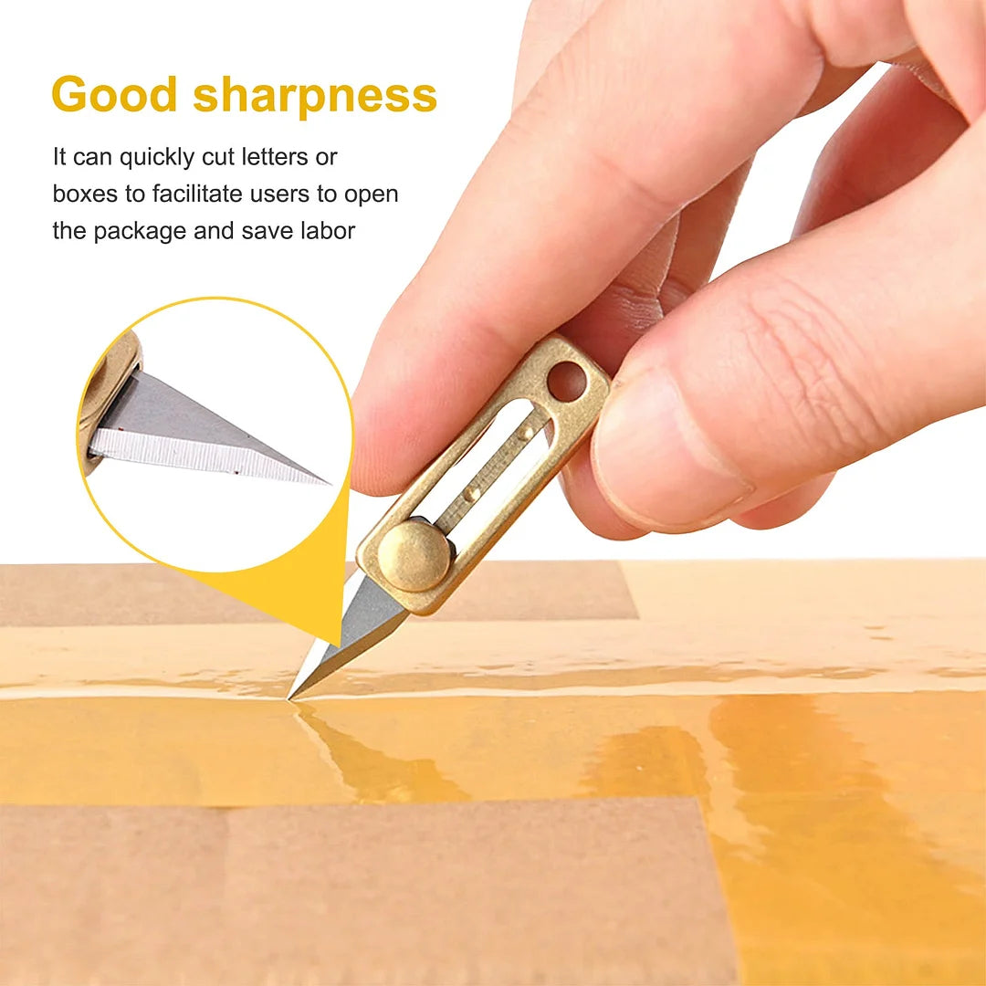 Brass Mini Push Knife Keychain