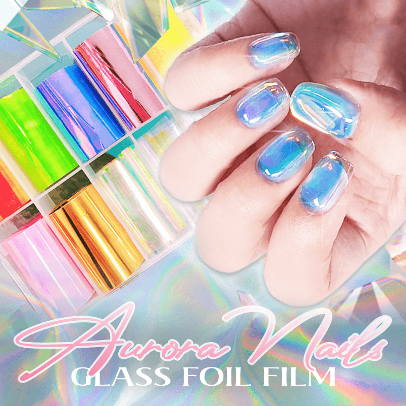 Nail Glass Foil Film Sticker, Glass Aurora Nail Stickers
