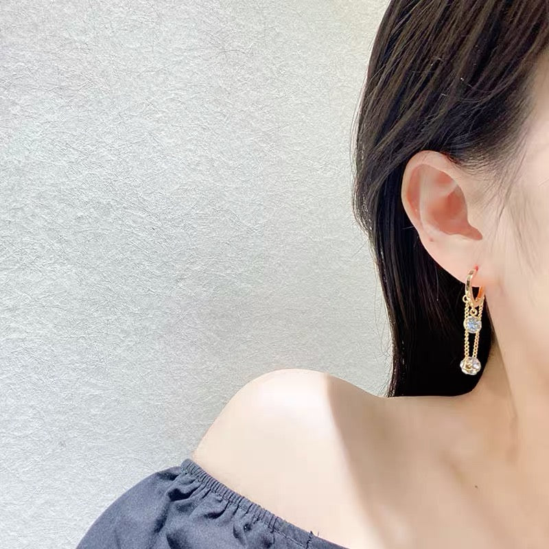 Crystal zircon Hydrangea Pendant Earrings