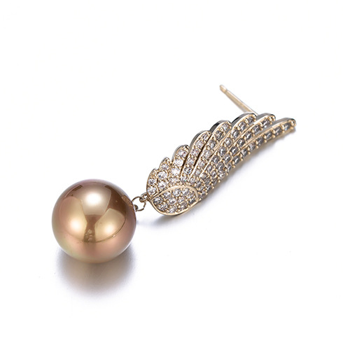 Angel Wings Diamond Pearl AB Sides Earrings