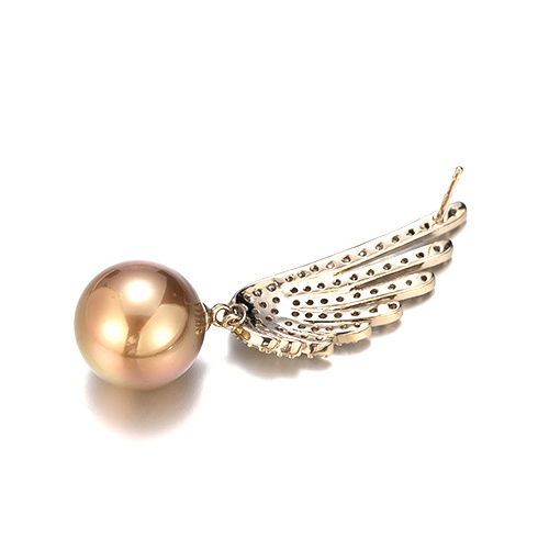 Angel Wings Diamond Pearl AB Sides Earrings