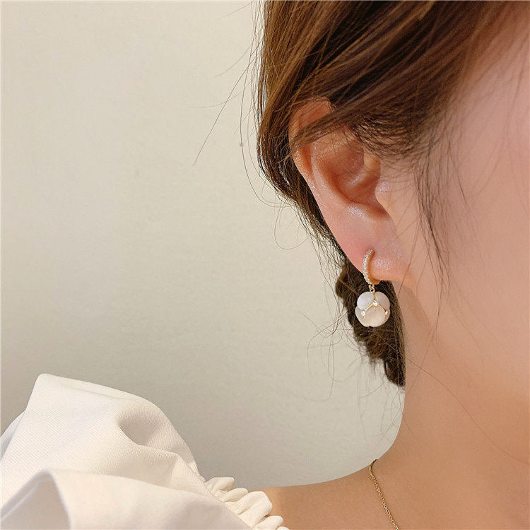 Cat's Eye Opal Hydrangeas Drop Earrings