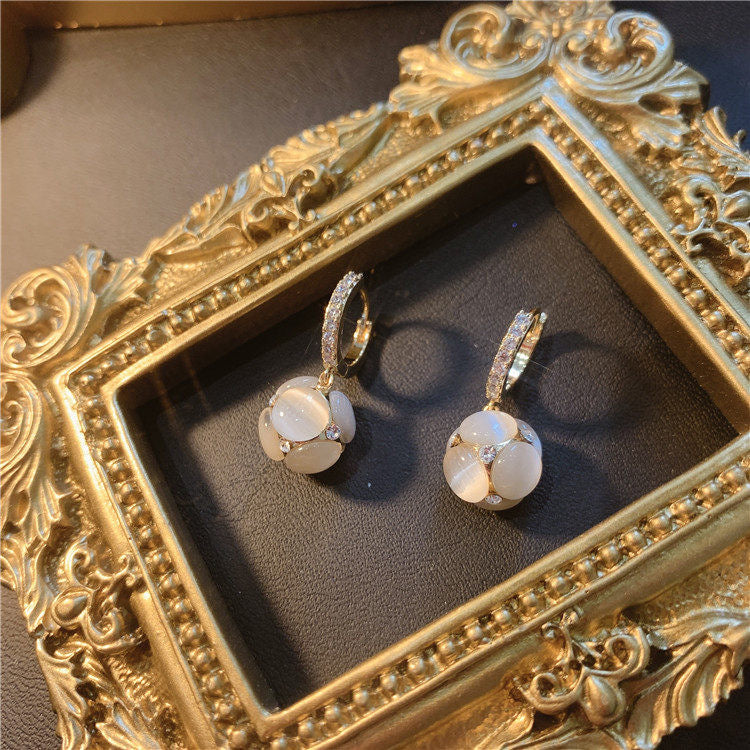 Cat's Eye Opal Hydrangeas Drop Earrings