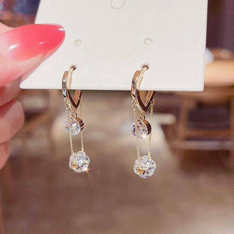 Crystal zircon Hydrangea Pendant Earrings