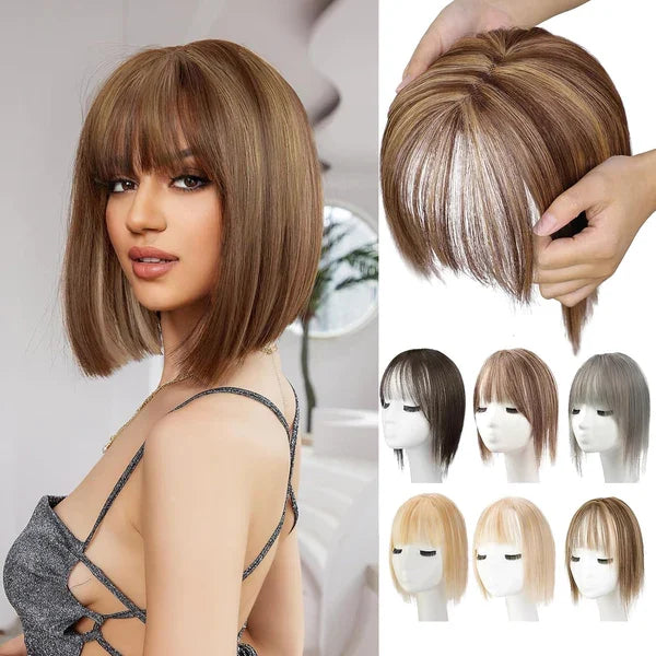 Natural Hair Toppers With Bangs For Women Adding Hair Volume Topper