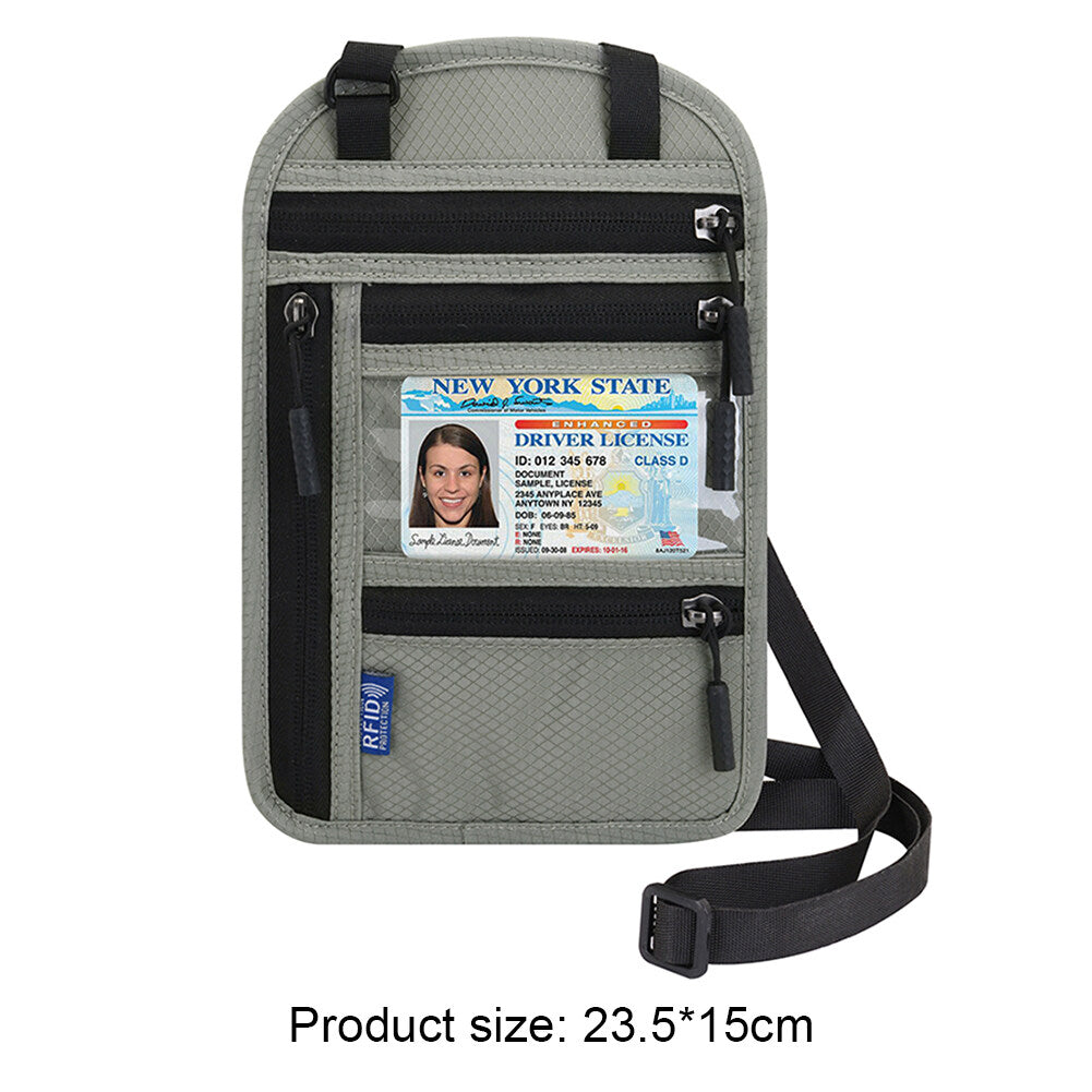 Travel Neck Pouch Neck Wallet with RFID Blocking Passport Holder