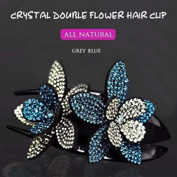 Rhinestone Double Flower Hair Clip