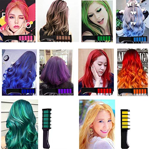 6  Colors Temporary Hair Color Chalk Comb Set