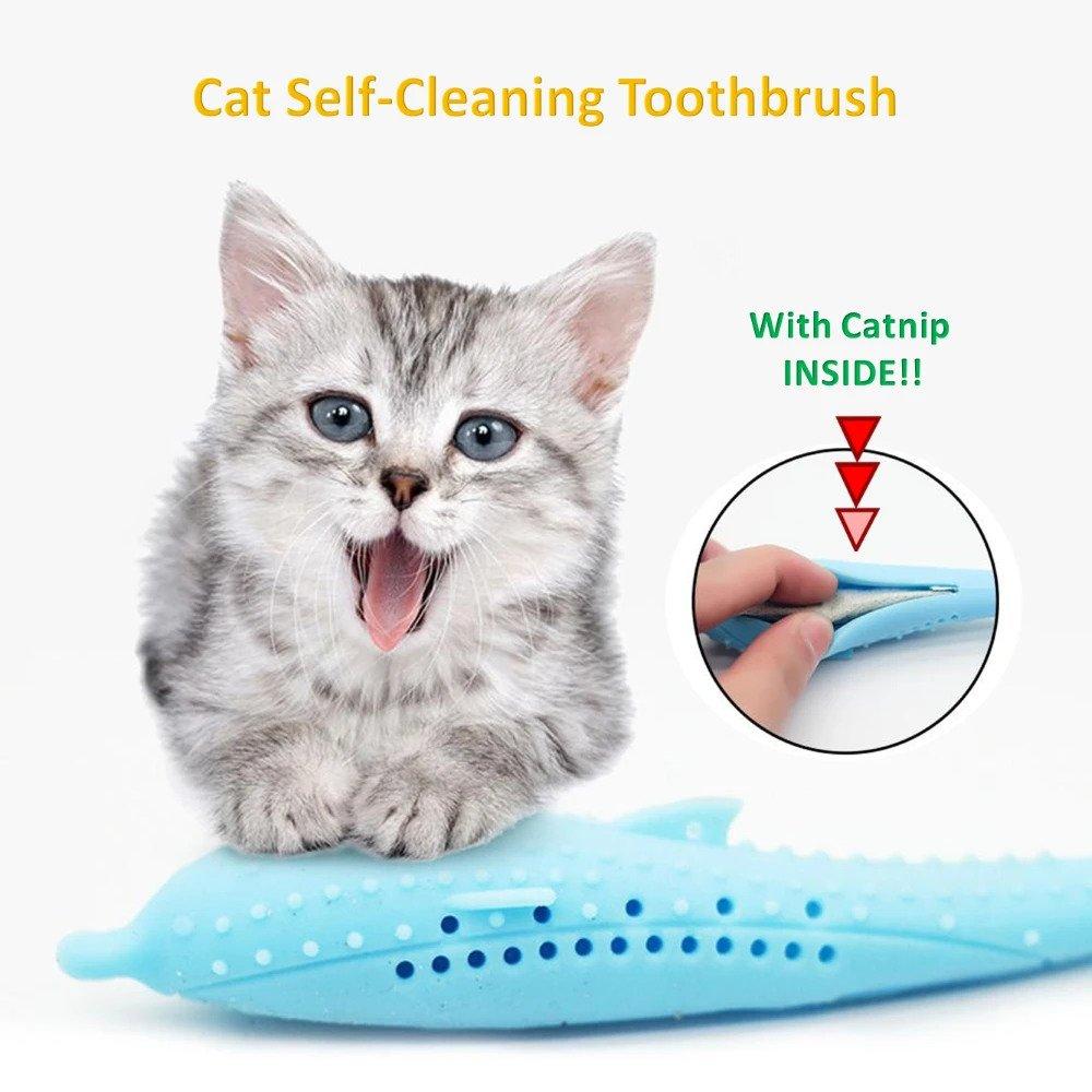 Cat Self-Cleaning Toothbrush - With Catnip INSIDE