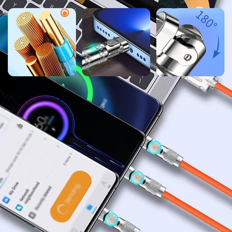 180° Rotating 3-in-1 120W Fast Charging Data Cable