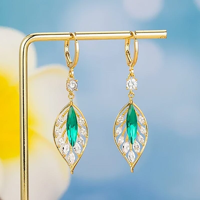 Fashion Crystal Leaf Earrings