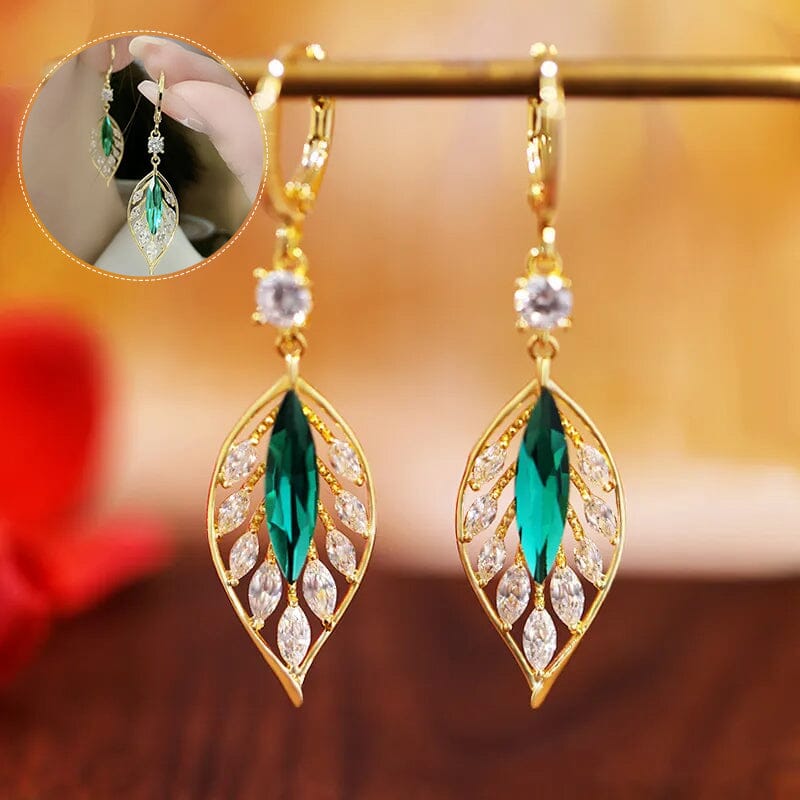 Fashion Crystal Leaf Earrings