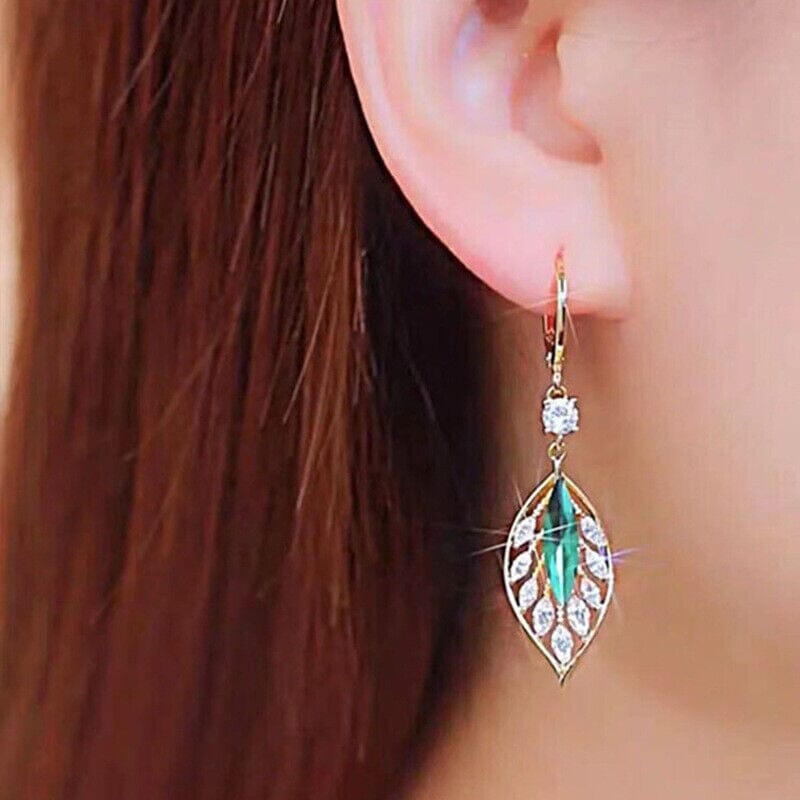 Fashion Crystal Leaf Earrings