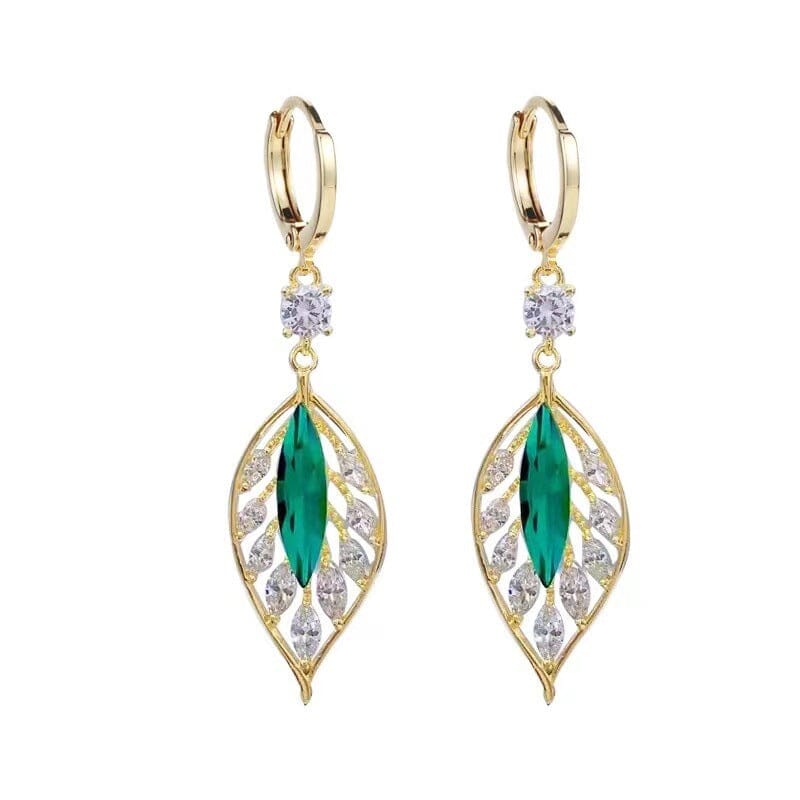 Fashion Crystal Leaf Earrings