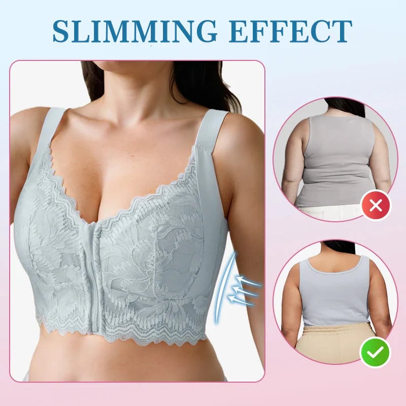 Women's Comfortable Front Closure Lace Posture Support Bra