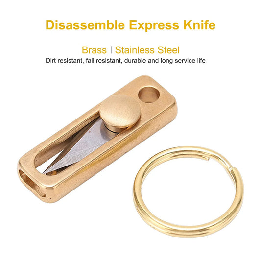 Brass Mini Push Knife Keychain