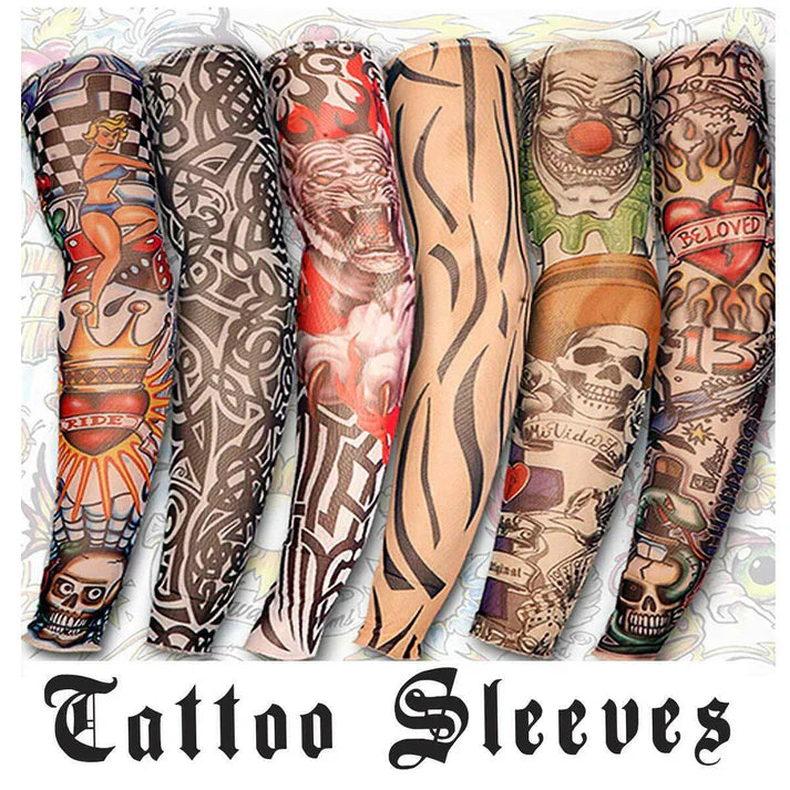 Fake Temporary Tattoo Sleeve Full Arm Cover UV Sun Protection Outdoor Sports