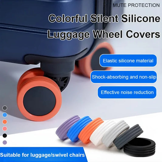 Colorful Silent Silicone Luggage Wheel Covers