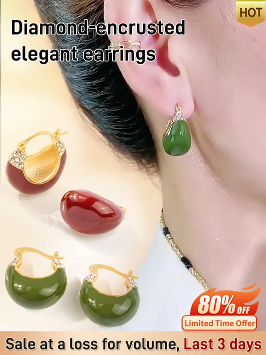 Diamond-encrusted Elegant Earrings