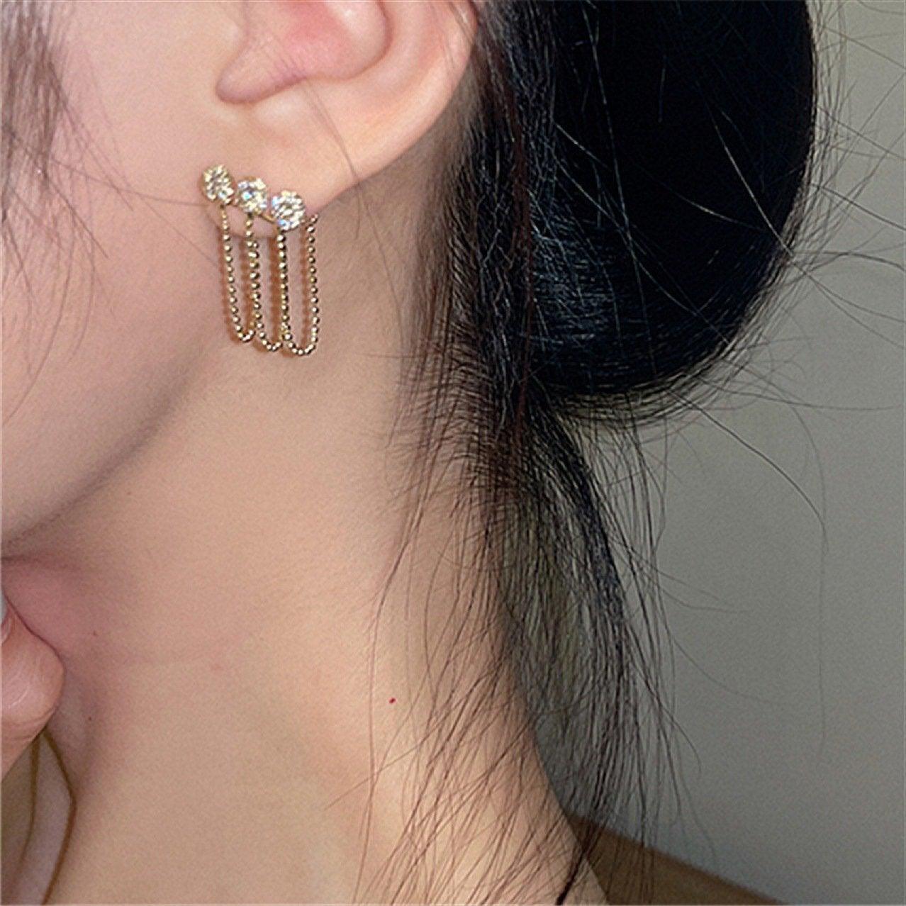 Diamond Tassel Chain Earrings