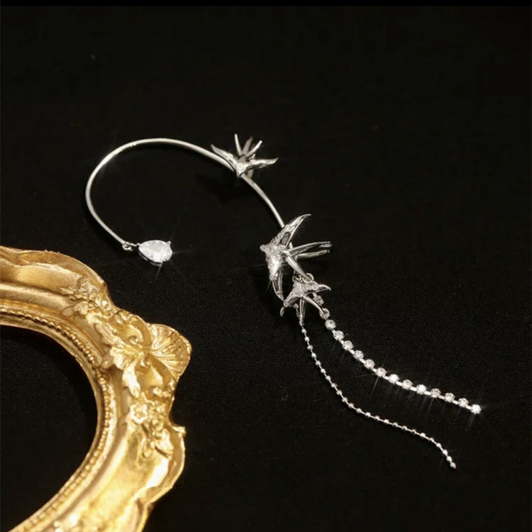Swallow Diamond Tassel Earrings