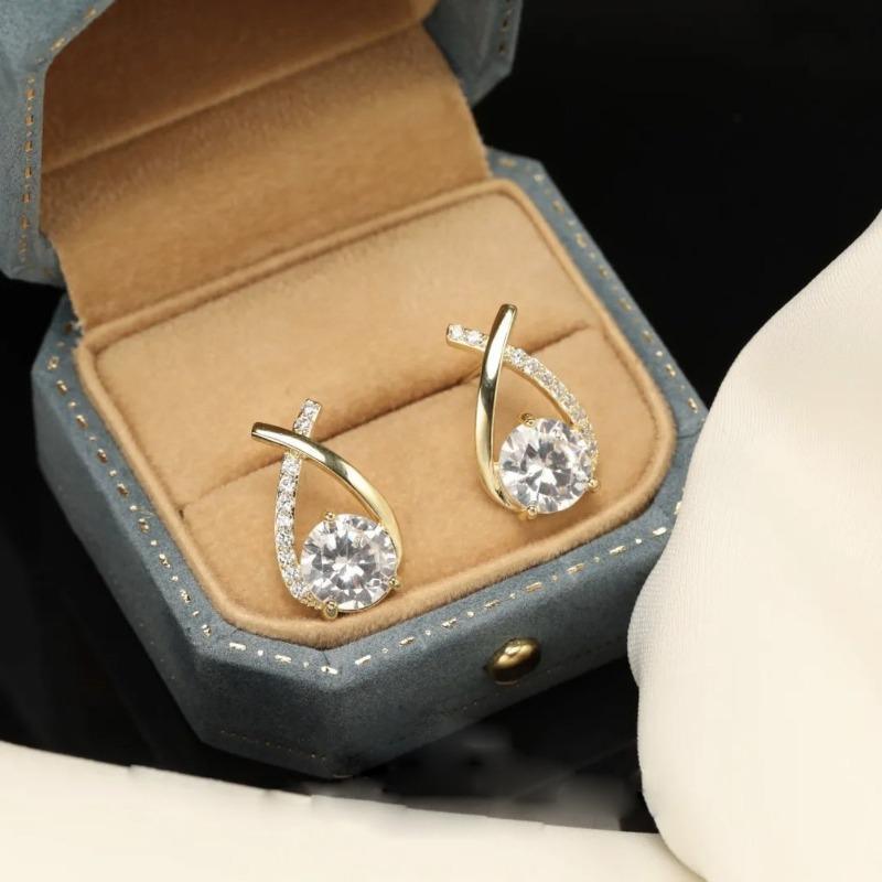 Cross Diamond Stud Earrings