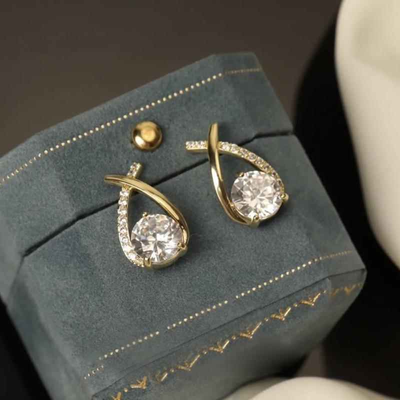 Cross Diamond Stud Earrings