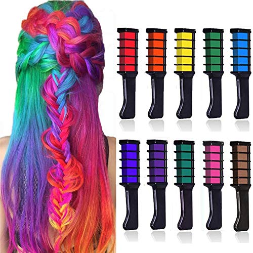 6  Colors Temporary Hair Color Chalk Comb Set