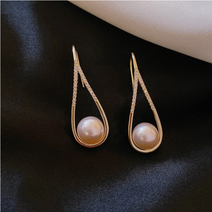 Golden Pearl Drop Earrings