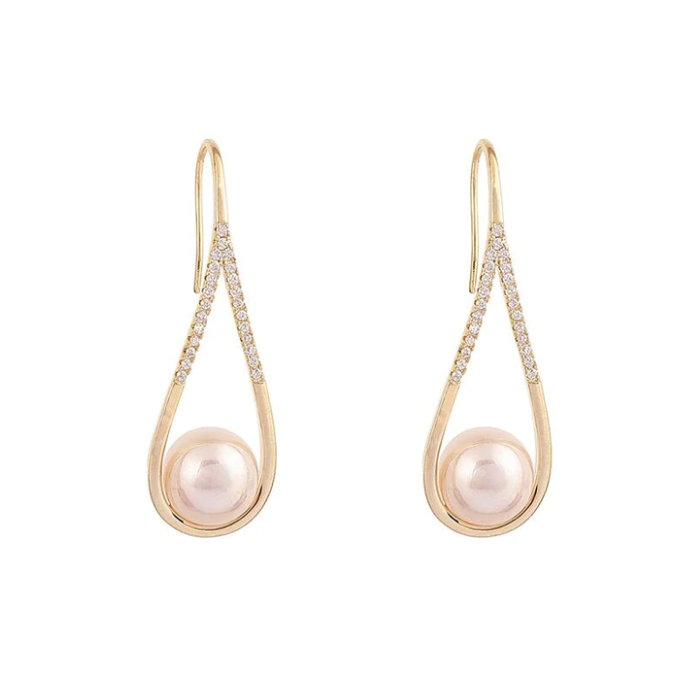 Golden Pearl Drop Earrings