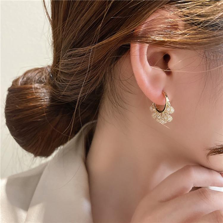 Diamond-studded Metal Ball Tassels Earrings