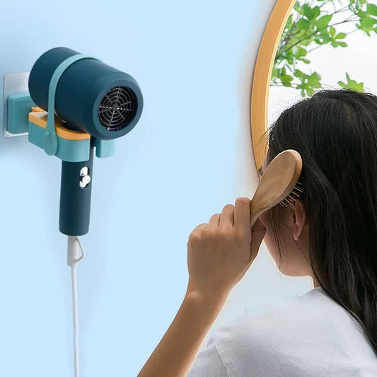 Rotatable Wall Mounted Hair Dryer Holder， Hands Free Hair Dryer Stand Holder, Drilling-Free Blow Dryer Holder