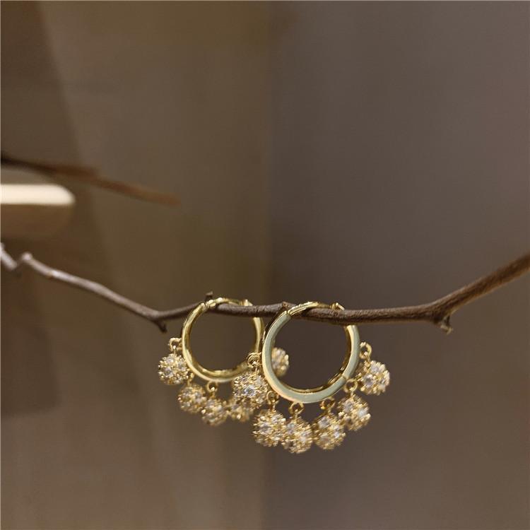 Diamond-studded Metal Ball Tassels Earrings