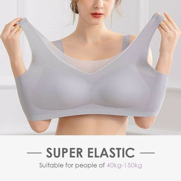 Plus Size Sports Bras for Women Ser Thin Ice Silk Seamless Big Chest Shows  Small Droop Beauty Vest Shapermint Bra for Womens Wirefree Green XXL 