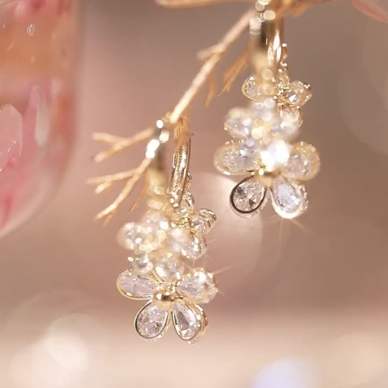 Crystal Flowers Drop Earrings
